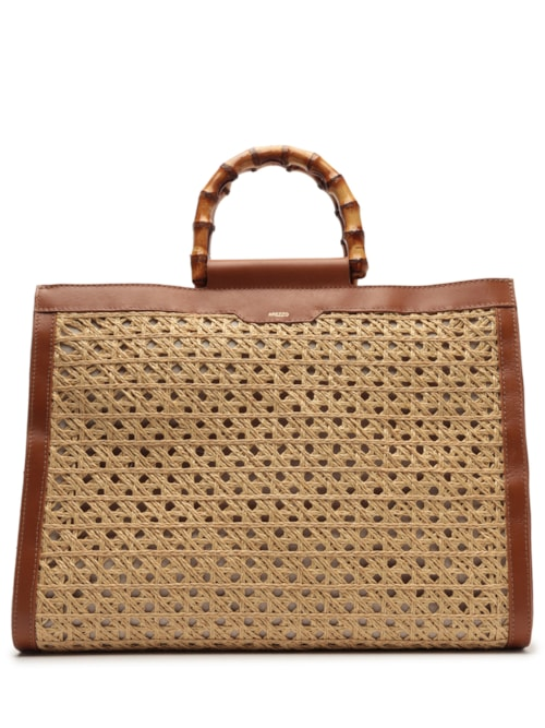 Bolsa Feminina Shopping Couro Palha Isla Grande - Bege Bolsa Feminina Shopping Couro Palha Isla Grande - Bege
