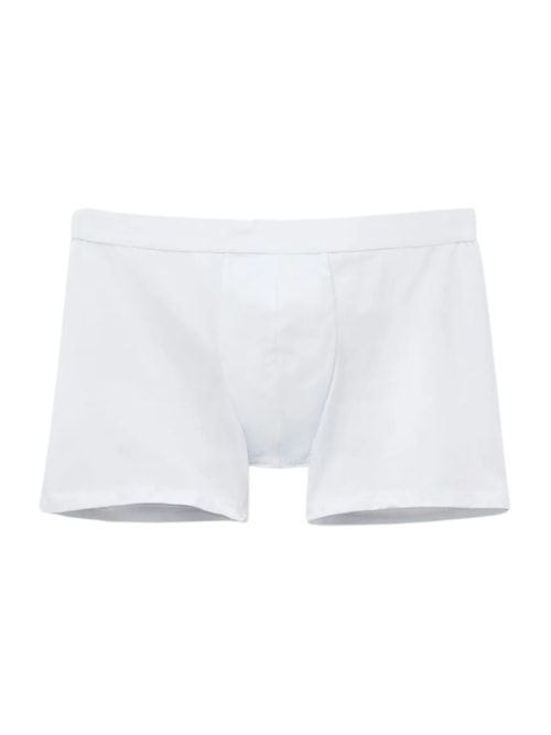 Cueca Boxer Em Algodão Supima Com Elástico Visível - Branco Cueca Boxer Em Algodão Supima Com Elástico Visível - Branco