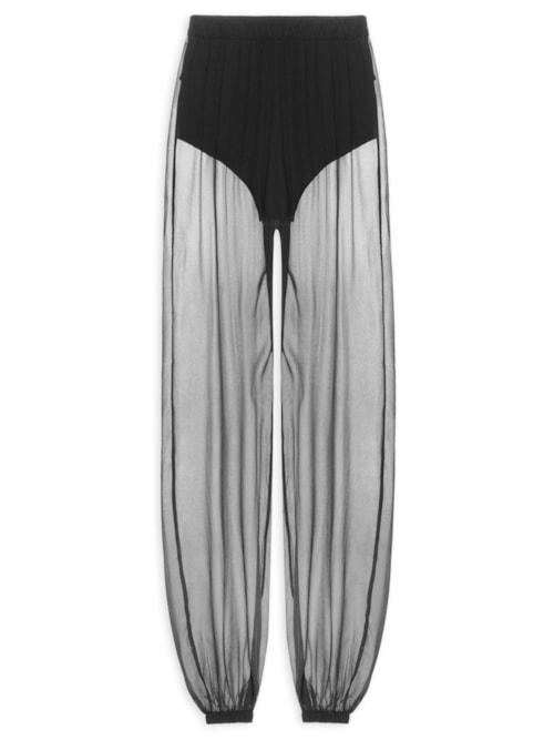 Calça Feminina Balloon Em Seda Pura - Preto Calça Feminina Balloon Em Seda Pura - Preto