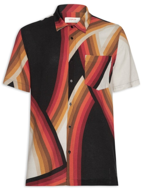 Camisa Masculina Casual Waves - Preto Camisa Masculina Casual Waves - Preto