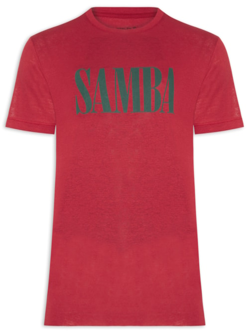 Camiseta Masculina Manga Curta Gola Careca Samba Light Linen - Vermelho Camiseta Masculina Manga Curta Gola Careca Samba Light Linen - Vermelho