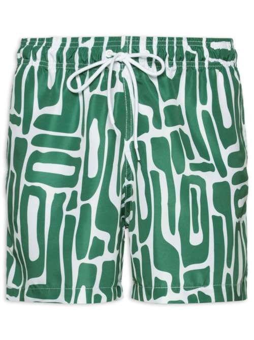 Short Masculino Beachwear Estampa Abstrata - Verde