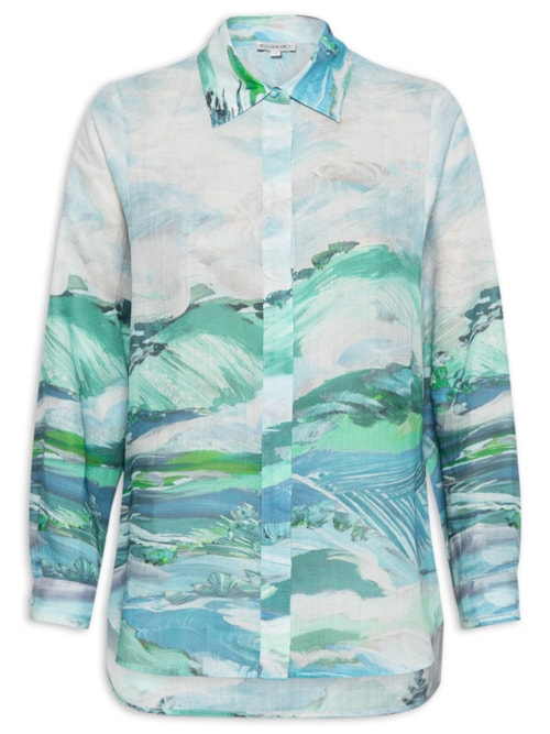 Camisa Feminina Paisagem - Azul Camisa Feminina Paisagem - Azul