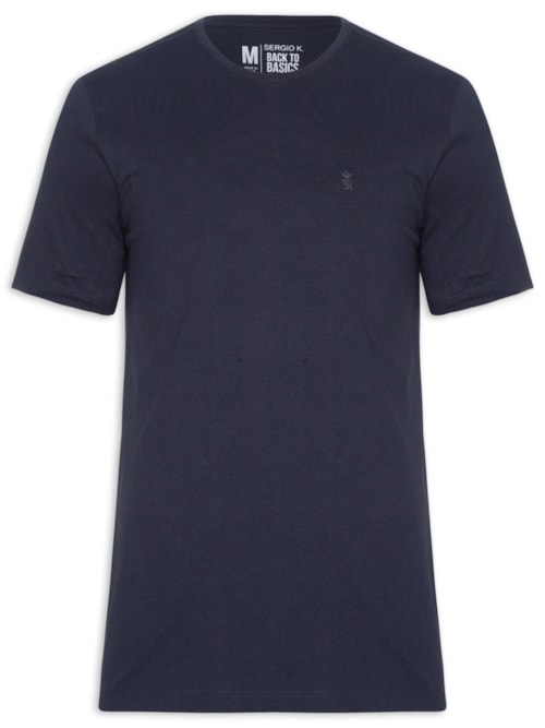 Camiseta Masculina Básica Em Algodão - Azul Camiseta Masculina Básica Em Algodão - Azul