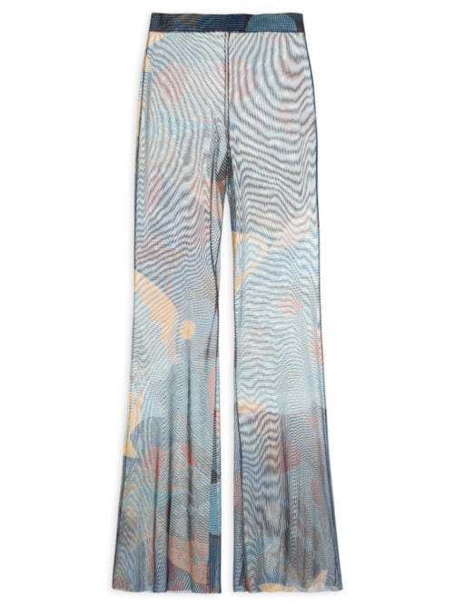 Calça Feminina Flare Tule Folhagem - Azul Calça Feminina Flare Tule Folhagem - Azul