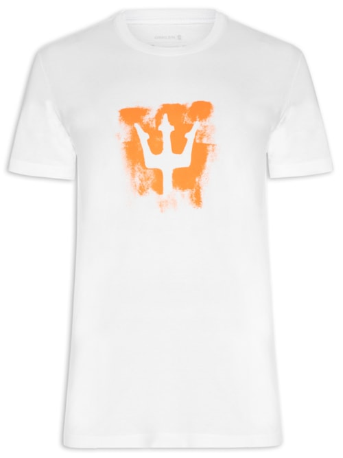 Camiseta Masculina Stone Tridente Brush - Branco Camiseta Masculina Stone Tridente Brush - Branco