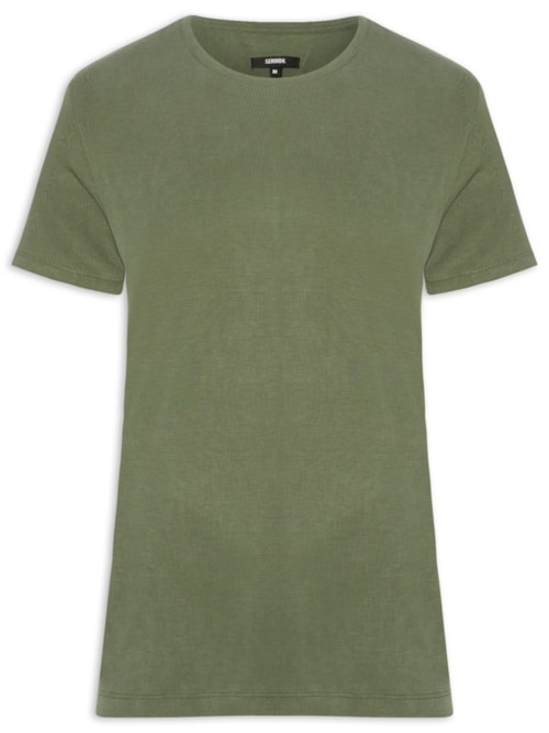 Camiseta Masculina Básica Slim Canelado Gola Careca - Verde Camiseta Masculina Básica Slim Canelado Gola Careca - Verde