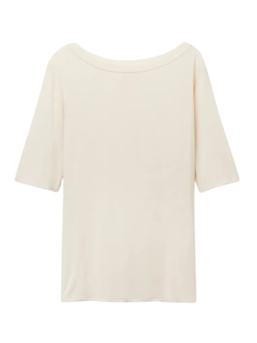 Blusa Com Gola Canoa Em Fresh Bamboo - Off-White Blusa Com Gola Canoa Em Fresh Bamboo - Off-White