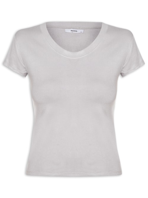 Camiseta Feminina Justa Ao Corpo Manga Curta - Cinza Camiseta Feminina Justa Ao Corpo Manga Curta - Cinza