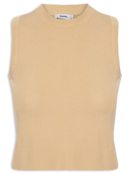 Regata Feminina Tricot Básica - Bege Regata Feminina Tricot Básica - Bege