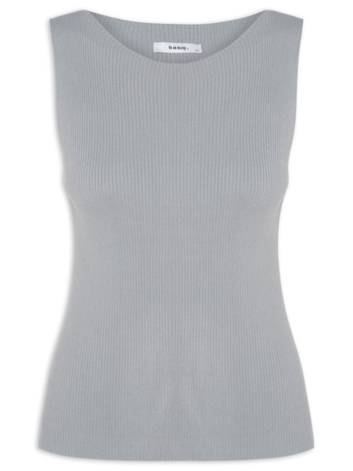 Regata Feminina Tricot Básica - Cinza Regata Feminina Tricot Básica - Cinza