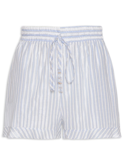 Short Algodão Listras Lurex - Azul