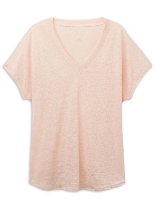 Blusa De Manga Curta Em Linho Com Decote Em v The Pure Linen - Rosa Blusa De Manga Curta Em Linho Com Decote Em v The Pure Linen - Rosa