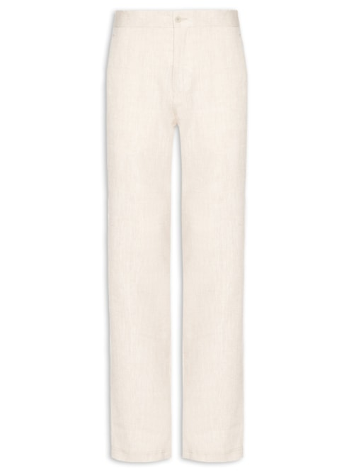 Calça Masculina Puro Linho 1/2 Elástico - Bege