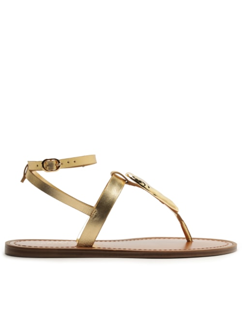 Sandália Rasteira Feminina Leather Metal - Dourado Sandália Rasteira Feminina Leather Metal - Dourado