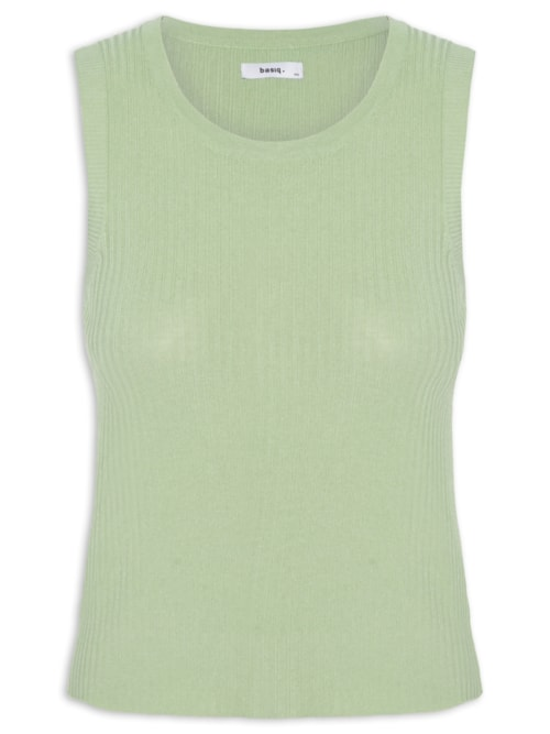 Regata Feminina Tricot Canelada - Verde Regata Feminina Tricot Canelada - Verde