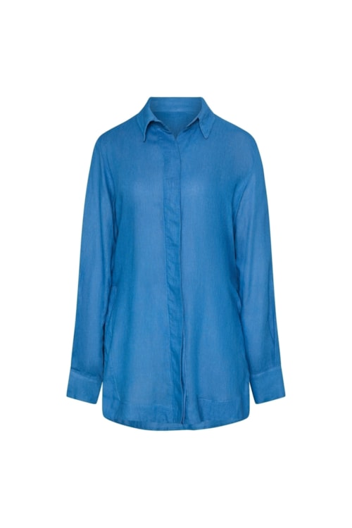 Camisão em viscose com linho orla azul Camisão em viscose com linho orla azul