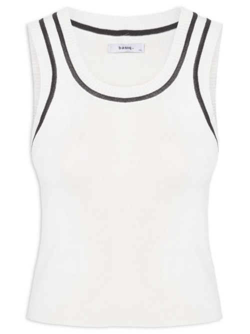 Regata Feminina Tricot Bicolor - Off White Regata Feminina Tricot Bicolor - Off White
