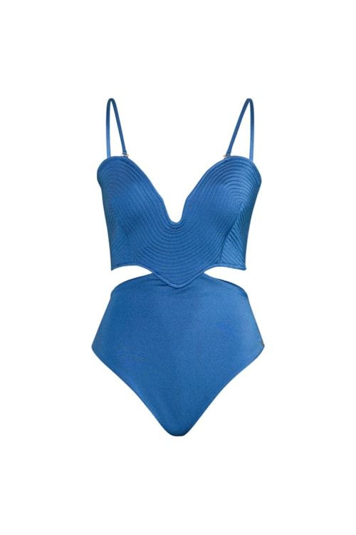 Maiô strapless matelassê orla azul Maiô strapless matelassê orla azul
