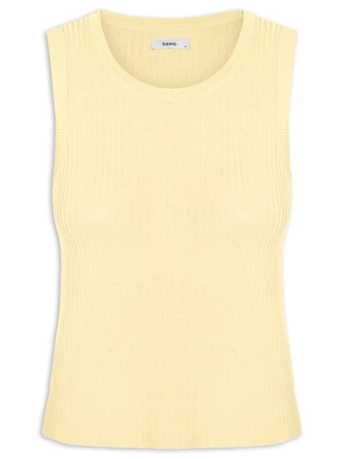 Regata Feminina Tricot Canelada - Amarelo Regata Feminina Tricot Canelada - Amarelo