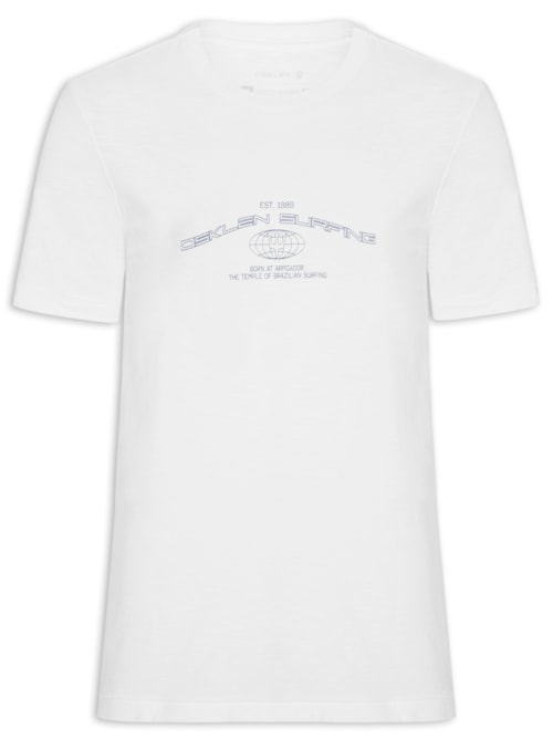 Camiseta Masculina Manga Curta Gola Careca Rough Surfing Tag Full - Branco