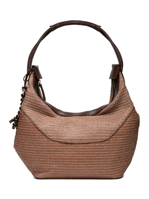 Bolsa Feminina Meia Lua Pingentes - Marrom Bolsa Feminina Meia Lua Pingentes - Marrom