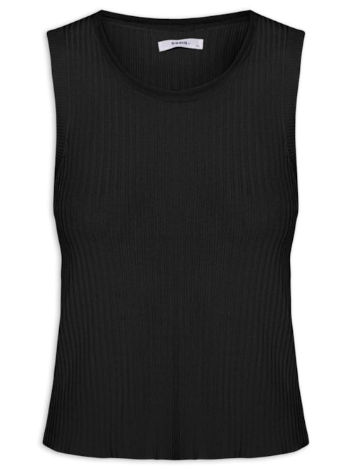 Regata Feminina Tricot Canelada - Preto Regata Feminina Tricot Canelada - Preto
