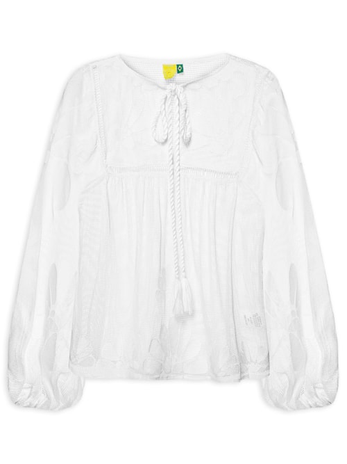 Bata Feminina Tela Cutwork Palermo - Branco Bata Feminina Tela Cutwork Palermo - Branco