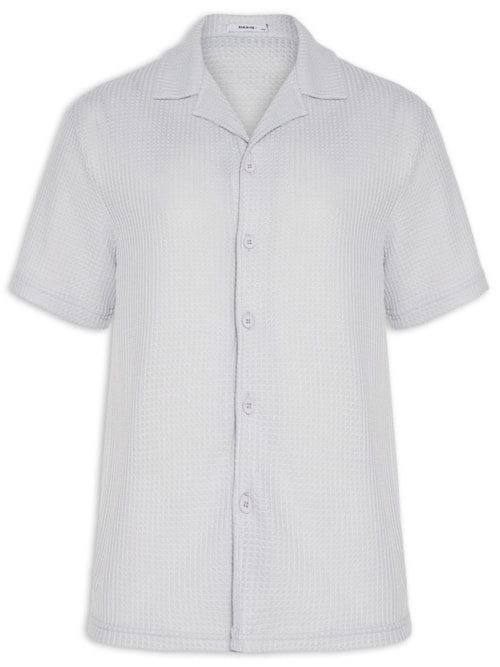 Camisa Masculina Manga Curta Em Tricot - Cinza