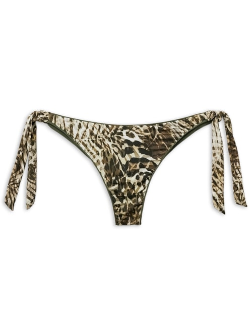 Calcinha De Biquíni Brasileira Com Amarração Tropical Animalier - Verde Calcinha De Biquíni Brasileira Com Amarração Tropical Animalier - Verde