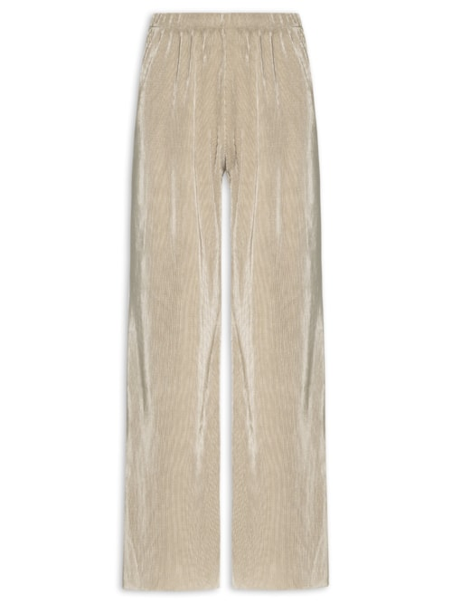 Calça Feminina Pantalona Plissada - Bege