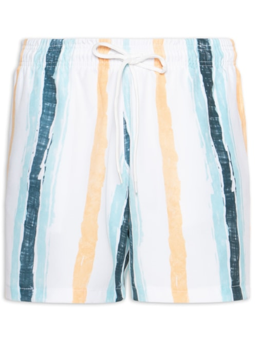 Short Masculino Beachwear Estampa Listras - Branco