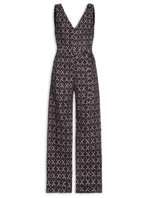 Macacão Feminino Sarja Flora - Preto