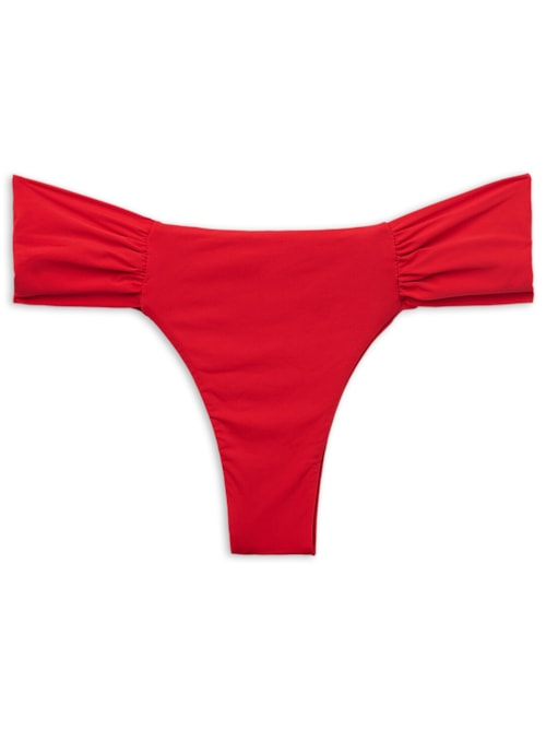 Calcinha De Biquíni Brasileira Com Drapeado Indonésia - Vermelho Calcinha De Biquíni Brasileira Com Drapeado Indonésia - Vermelho