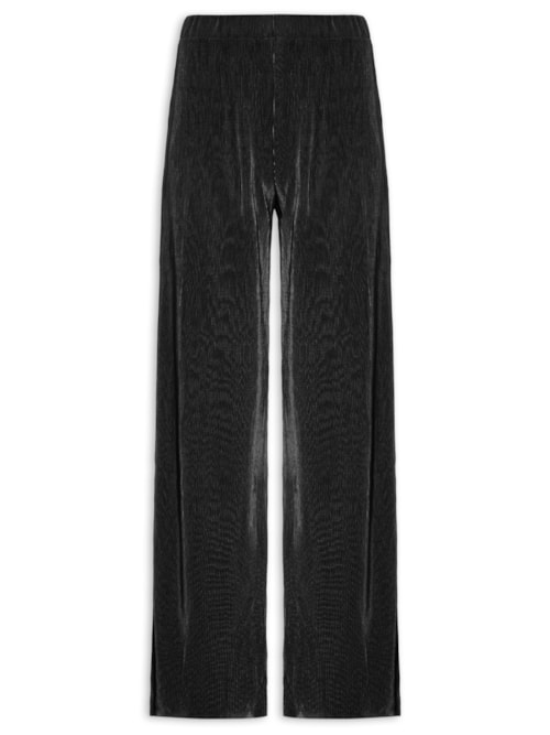 Calça Feminina Pantalona Plissada - Preto
