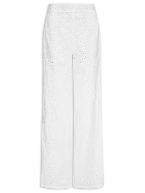 Calça Reta Feminina Em Laise - Branco