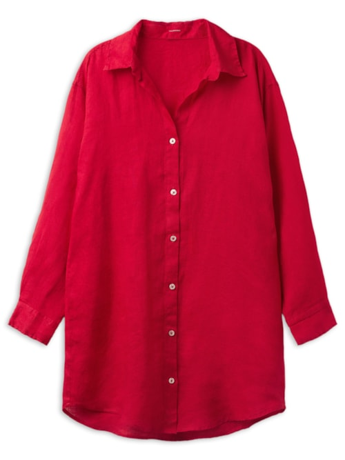 Camisa Em Linho - Vermelho Camisa Em Linho - Vermelho
