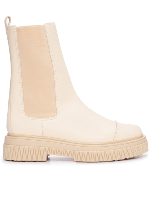 Bota Feminina Chelsea Cano Médio Couro - Branco Bota Feminina Chelsea Cano Médio Couro - Branco