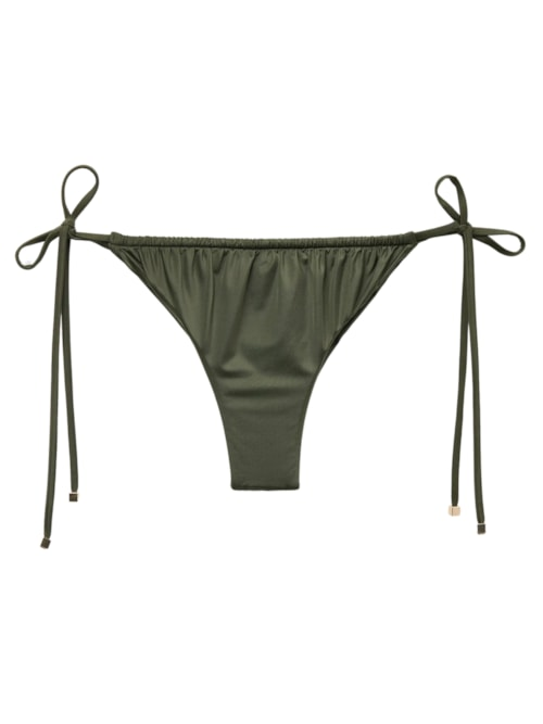 Calcinha De Biquíni Brasileira Com Amarração Shiny Satin - Verde Calcinha De Biquíni Brasileira Com Amarração Shiny Satin - Verde