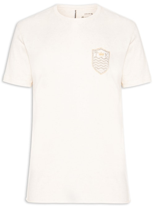 Camiseta Masculina Manga Curta Brasão Rustic Linen - Bege Camiseta Masculina Manga Curta Brasão Rustic Linen - Bege