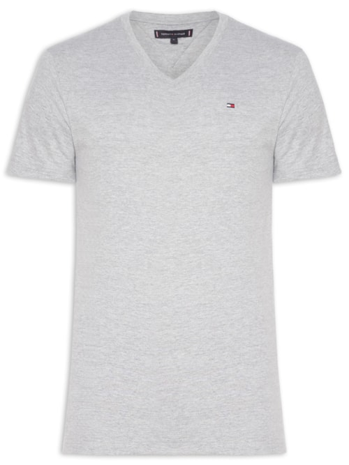 Camiseta Masculina Regular Fit Básica Gola V - Cinza Camiseta Masculina Regular Fit Básica Gola V - Cinza