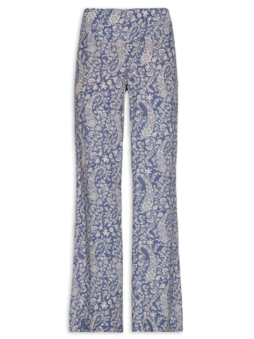 Calça Feminina Reta Pala Estampa Maze - Azul