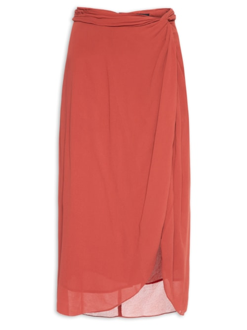 Saia De Georgette Pesado Midi Pareô Vermelha - Vermelho Saia De Georgette Pesado Midi Pareô Vermelha - Vermelho