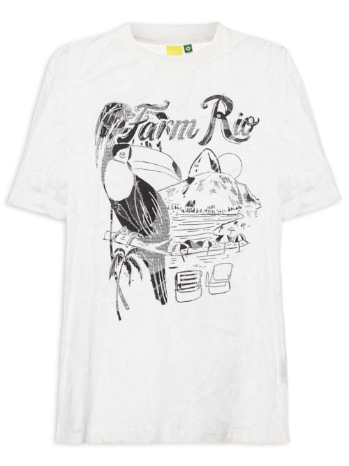 Camiseta Feminina Média Renda Tucano Praia - Branco Camiseta Feminina Média Renda Tucano Praia - Branco