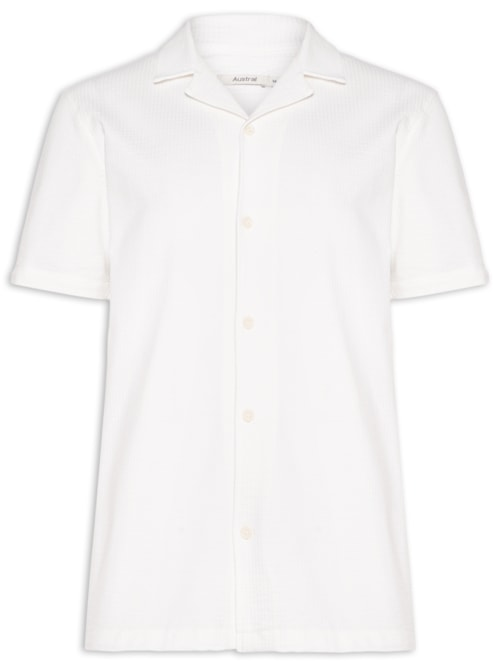 Camisa Masculina Malha Ruga Manga Curta - Branco Camisa Masculina Malha Ruga Manga Curta - Branco