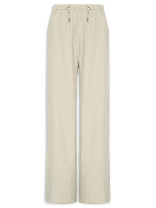 Calça Feminina Pantalona Cós Elástico - Bege