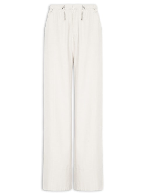 Calça Feminina Pantalona Cós Elástico - Branco