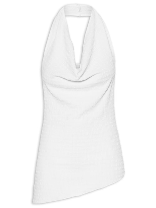 Blusa Feminina Assimétrica Com Decote Degagê - Branco Blusa Feminina Assimétrica Com Decote Degagê - Branco