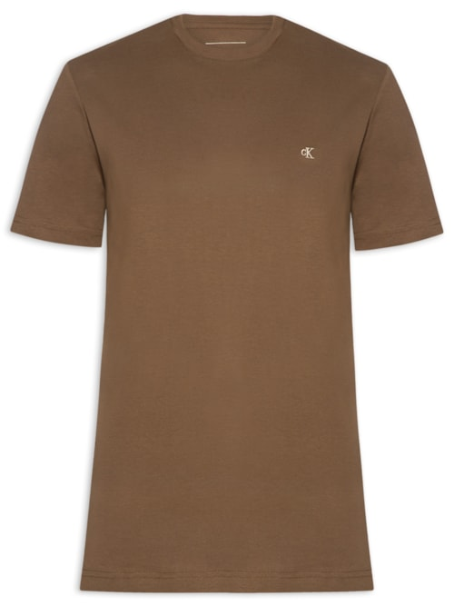 Camiseta Masculina Manga Curta Bordado - Marrom
