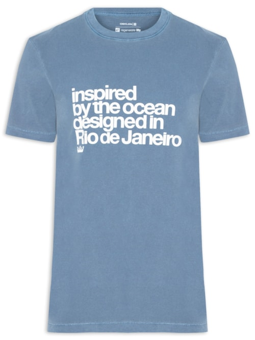 Camiseta Masculina Manga Curta Gola Careca Stone Inspired By The Ocean - Azul Camiseta Masculina Manga Curta Gola Careca Stone Inspired By The Ocean - Azul
